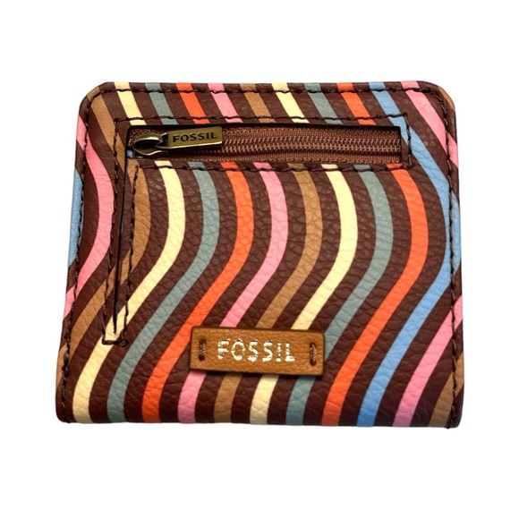 Fossil Madison Curved Stripes Bifold Wallet Brown Multi Color - Picture 2 of 5